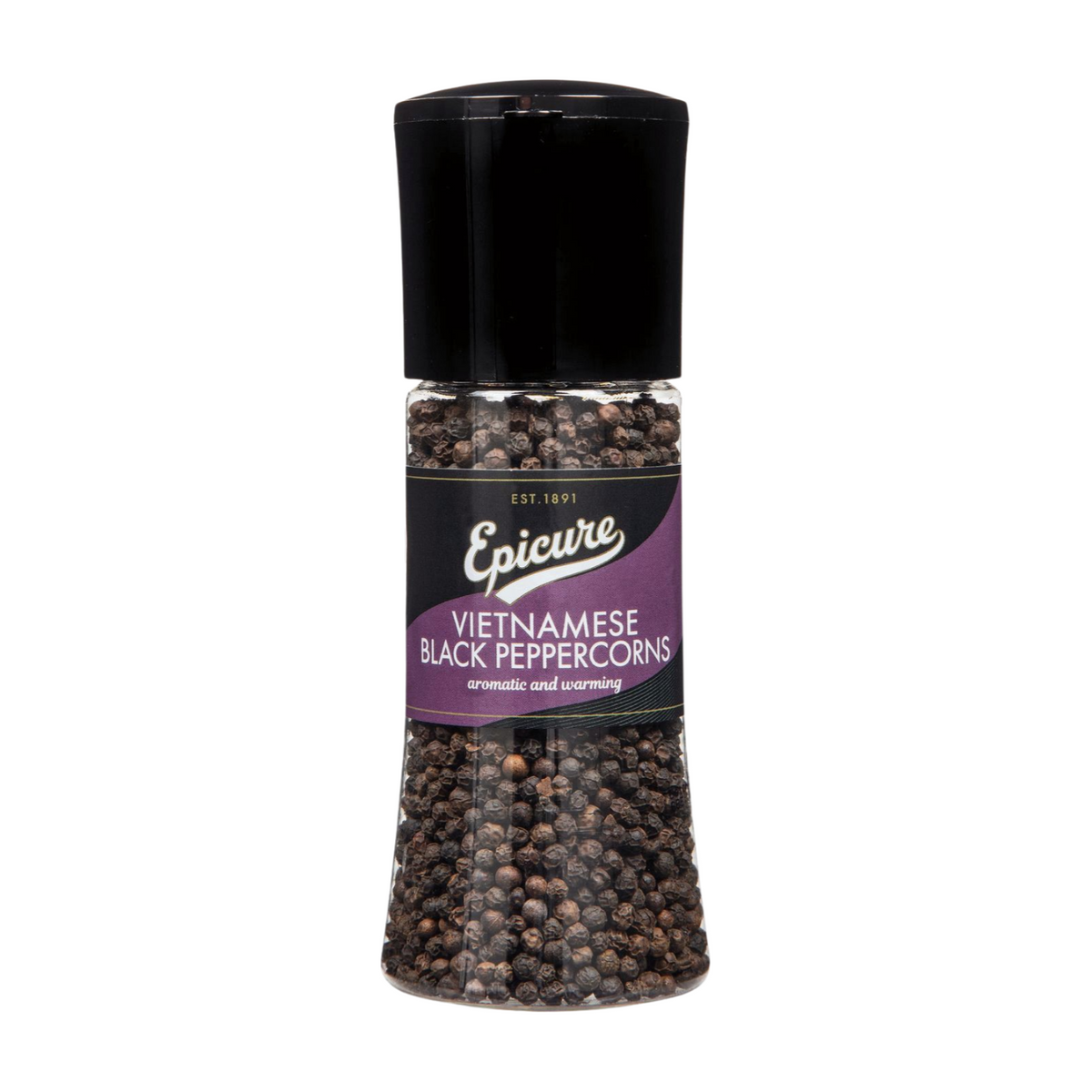 Epicure Vietnamese Black Peppercorns in Large Grinder (145g) Fennel