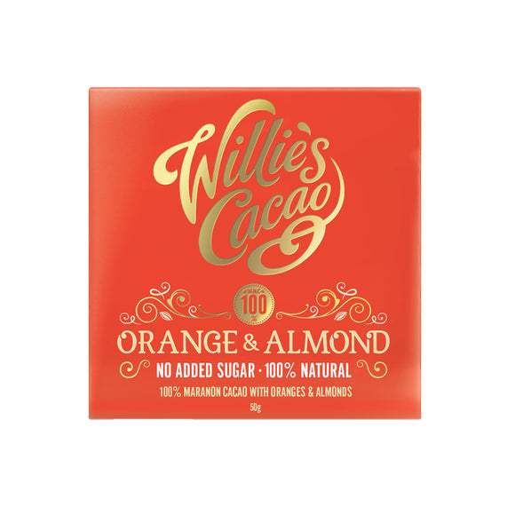 Willie's Cacao No Added Sugar Orange & Almond Chocolate (50g)