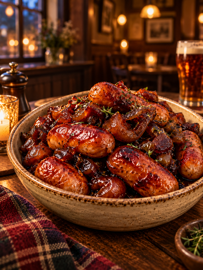Sticky Chutney Sausages