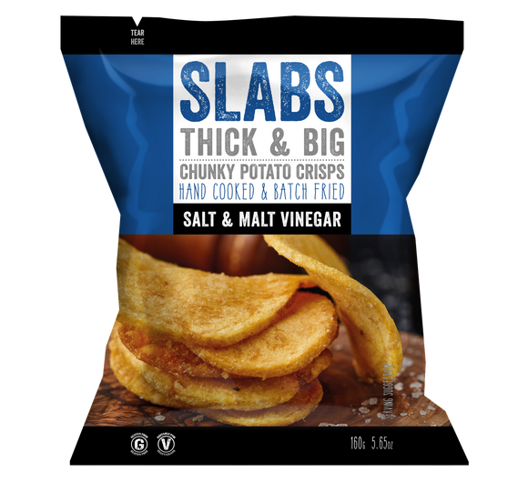 Slabs Salt & Malt Vinegar Chunky Crisps Sharing Bag (160g)