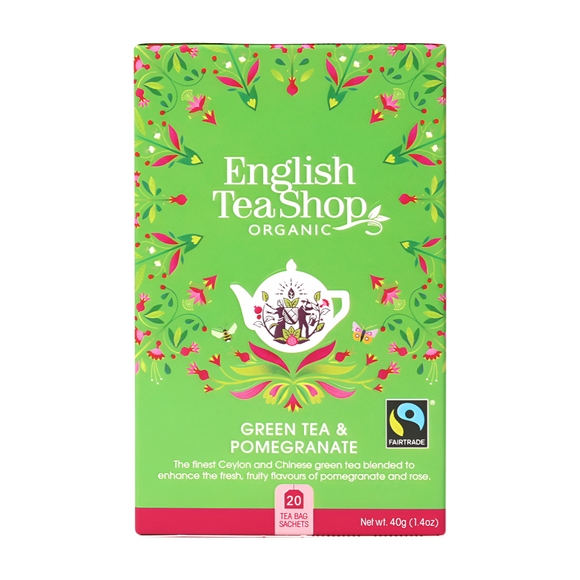 English Tea Shop Organic Green Tea & Pomegranate (20 Tea Bags)