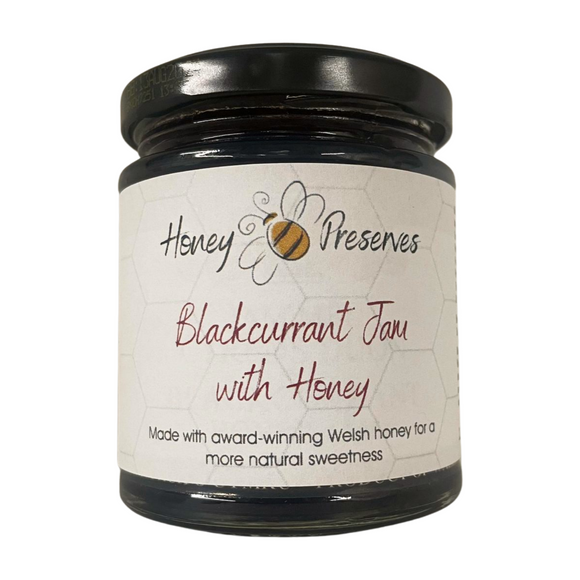 Honey Bee Preserves Blackcurrant Jam with Honey (227g)