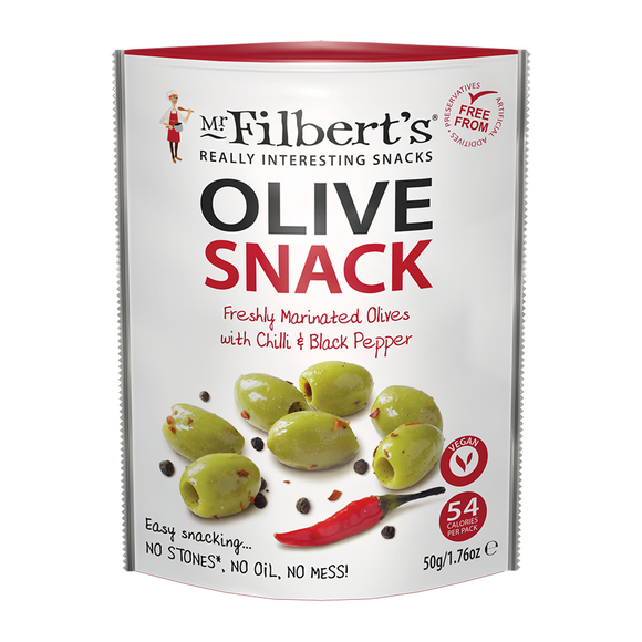 Mr Filbert's Green Olives with Chilli & Black Pepper (50g)