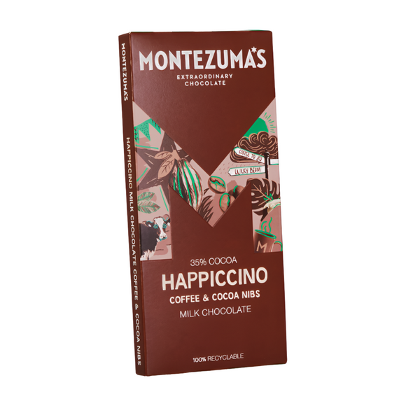 Montezuma's Happiccino Milk Chocolate with Coffee & Cocoa Nibs (90g)