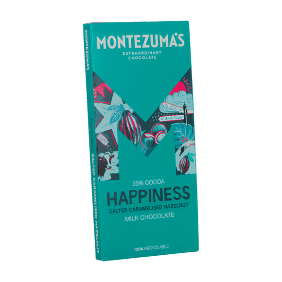 Montezuma's Happiness Milk Chocolate with Salted Caramelised Hazelnuts (90g)
