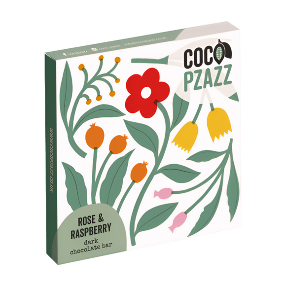 Coco Pzazz Rose & Raspberry Dark Chocolate Bar (80g)