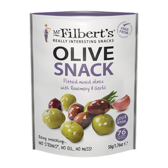 Mr Filbert's Pitted Mixed Olives with Rosemary & Garlic (50g)