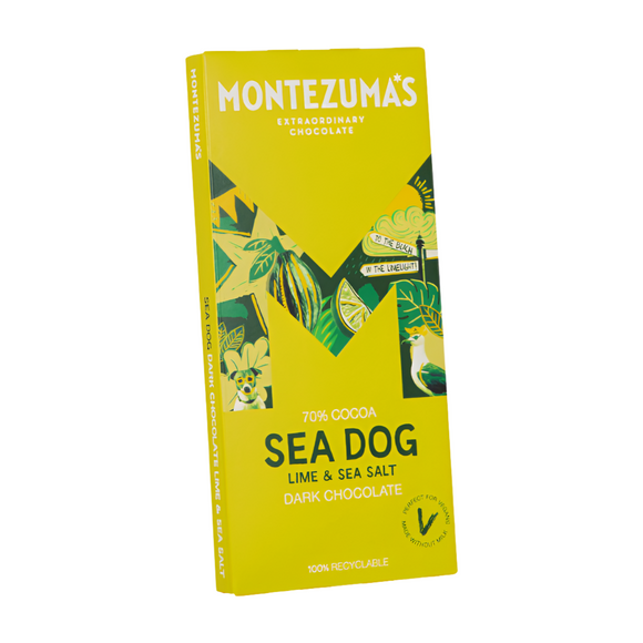 Montezuma's Sea Dog Dark Chocolate with Lime & Sea Salt (90g)