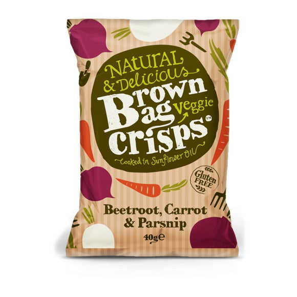 Brown Bag Crisps Beetroot, Carrot & Parsnip Veggie Crisps (40g)