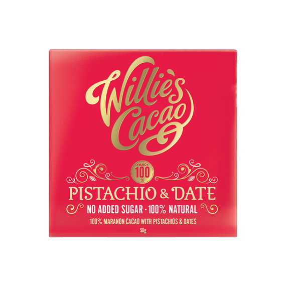 Willies Cacao No Added Sugar Pistachio & Date Chocolate (50g)