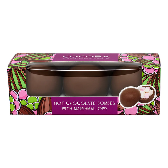 Cocoba Milk Hot Chocolate Bombes with Marshmallows Trio (150g)
