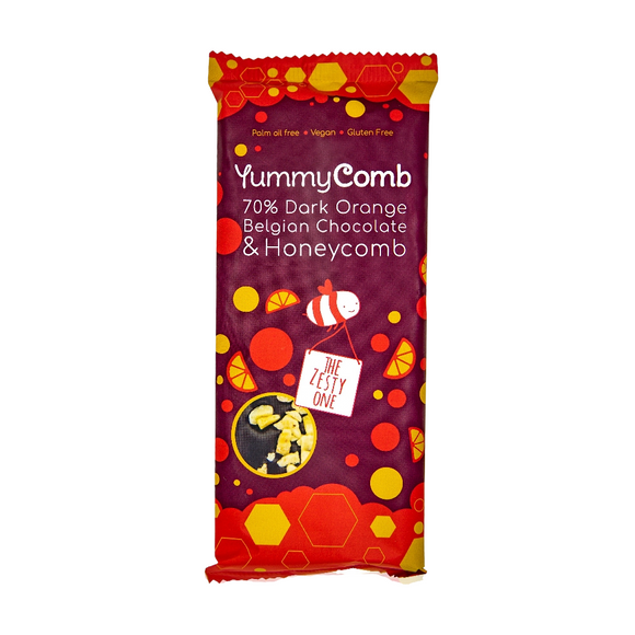 Yummycomb 70% Dark Orange Chocolate Honeycomb Slab (100g)
