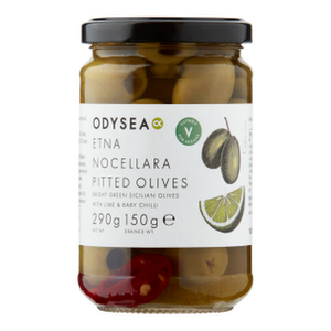 Odysea Etna Nocellara Pitted Olives with Lime & Chilli (290g)