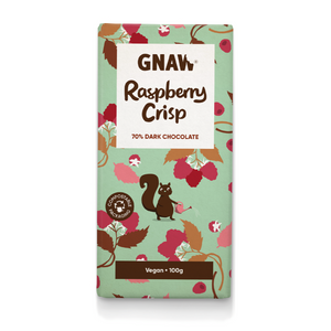 Gnaw 70% Dark Chocolate Raspberry Crisp Bar (100g)