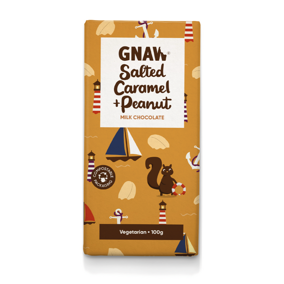 Gnaw Milk Chocolate Salted Caramel & Peanut Bar (100g)